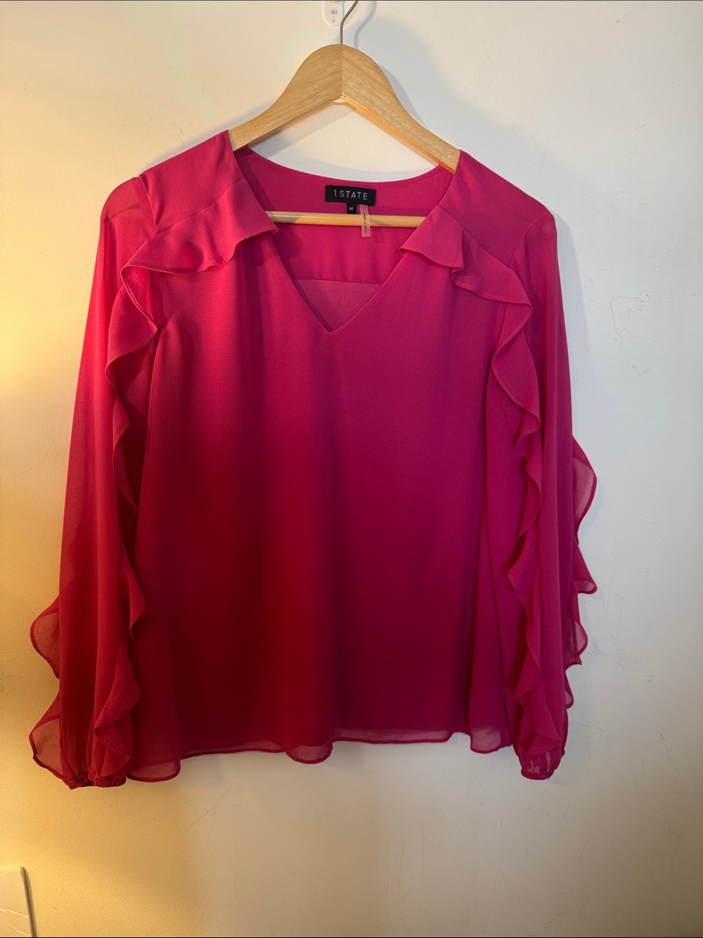 1 State ruffle blouse pink